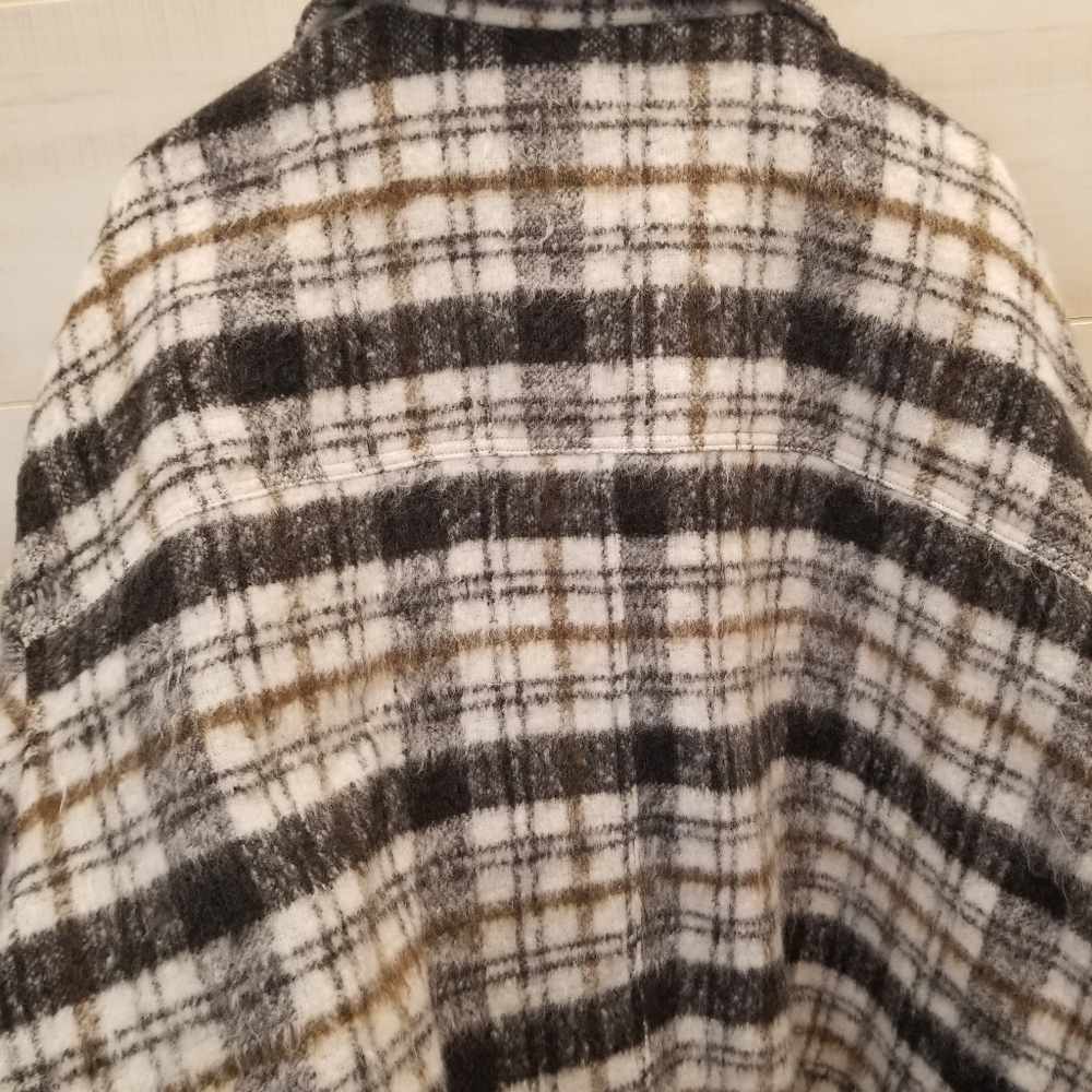 {4X} Universal Thread Women's Neutral Plaid Brush Shacket Coat Shirt Jacket - Picture 10 of 13